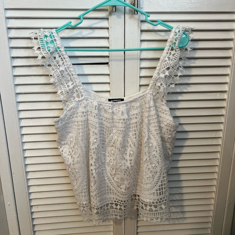 Express White Lace Women's Top Size Medium
